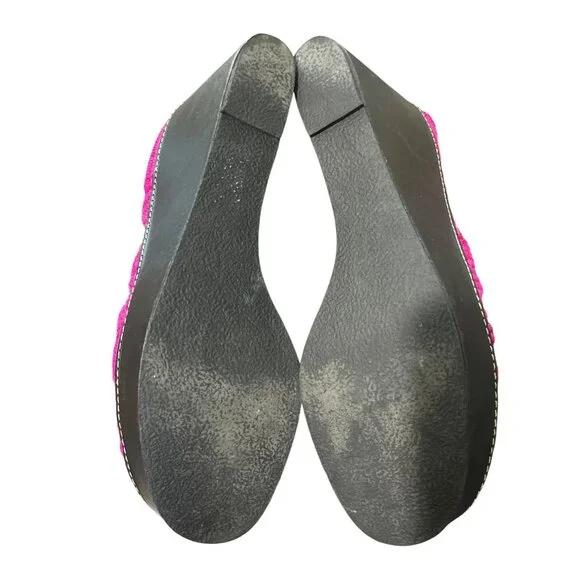 Carven x Robert Clergerie Pink Raffia Platform Wedge Loafer Size 40 / US 9.5 - Picture 7 of 9